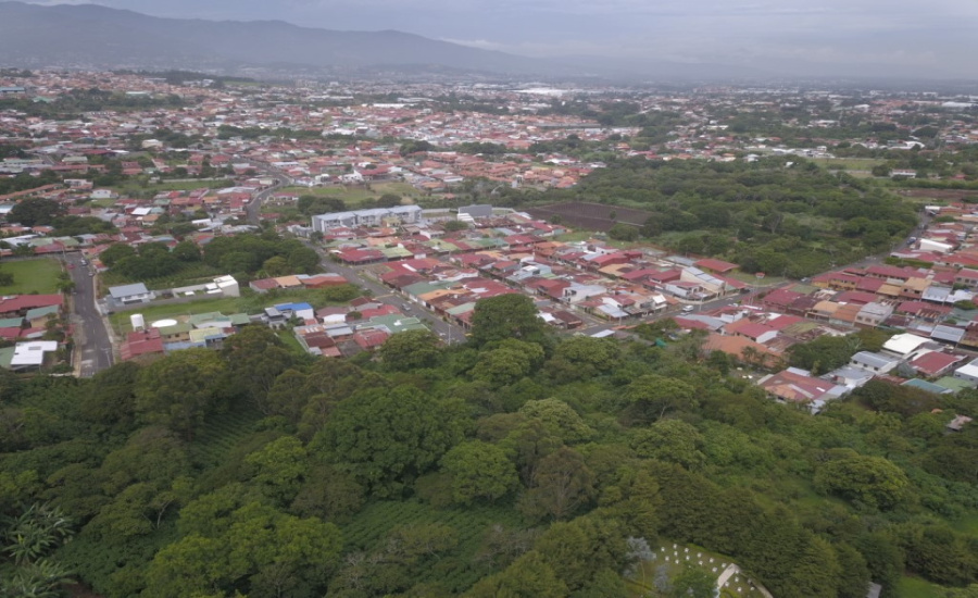 Foto aérea de los alrededores de la propiedad en Barva.